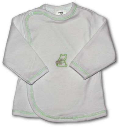 Kojenecká košilka zavinovací VYŠÍVANÁ (BÍLO-ZELENÁ)