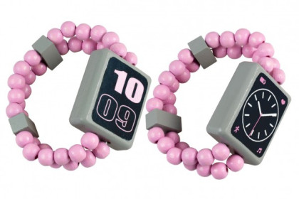 Hodinky náramkové dřevěné oboustranné růžové Detoa