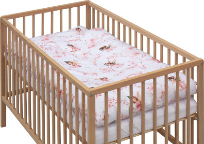 Dětská postýlka s kompletní výbavou 120 x 60 cm přírodní Víla růžová Scarlett