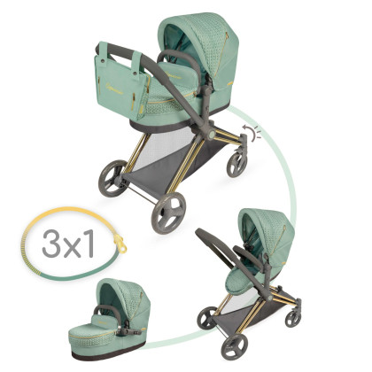 Skládací kočárek pro panenky 3 v 1 s taškou Capriccio 73 cm DeCuevas