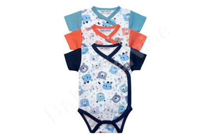 Bavlněné zavinovací body krátký rukáv Medvídek Korálové Baby Service