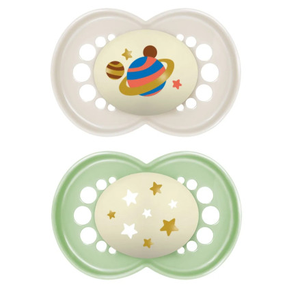 Šidítko Ortodonické Original Night 6 m+Mam Šedá+Zelená