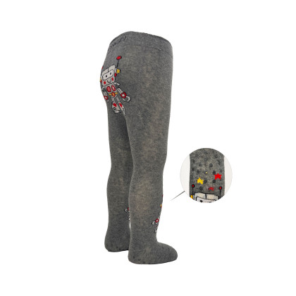 Punčocháče s protiskluzem 3x ABS vel. 92/98 sv. šedé robot Be Snazzy