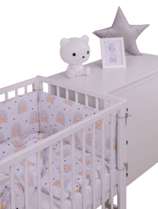 3-dílná sada Mantinel s povlečením Rainbow bílá s potiskem 120x90 cm Baby Nellys