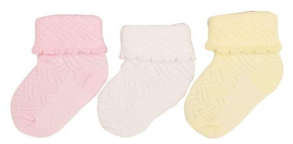 Bavlněné ponožky pro holčičku 0 - 6 měs  - 3 páry - VÝHODNÉ BALENÍ