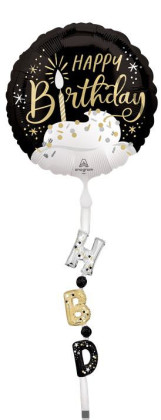 Airwalker - kruh s dortem HBD 175 x 60 cm - fóliový balónek