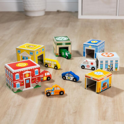Stohování budov a aut Melissa & Doug