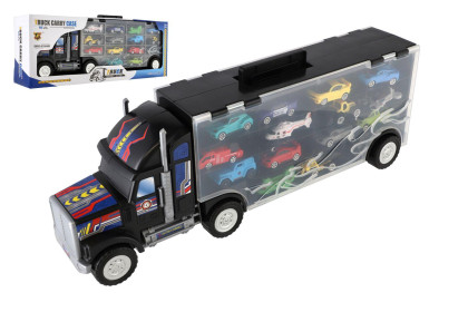 Auto kamion přepravník + dopravní prostředky 14 ks na volný chod  