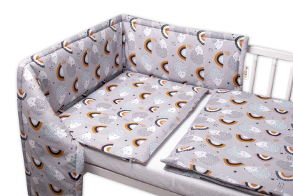 3-dílná sada Mantinel s povlečením Ježek a duha šedé Baby Nellys 