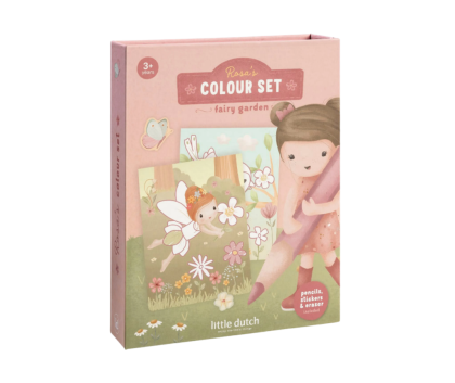Omalovánky s pastelkami a samolepkami Rosa Fairy Garden Little Dutch
