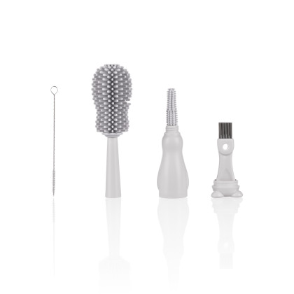 Silikonový kartáč na dětskou lahev 3 v 1 Light Grey Zopa