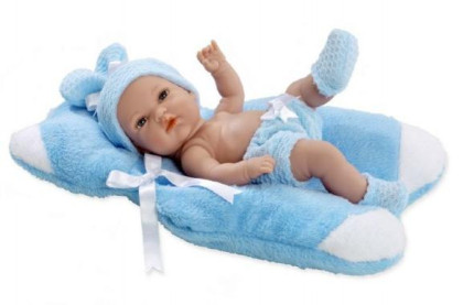 Panenka/miminko vonící 33cm modré tvrdé tělo