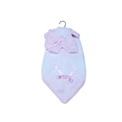 Obleček pro panenku miminko New Born velikosti 26 cm Llorens 2dílný růžovo-bilý