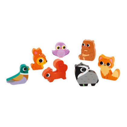 Drevené vkladacie puzzle pre najmenších Lesné zvieratá Chunky Janod