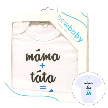 Body s potiskem New Baby máma plus táta rovná se JÁ - modrá