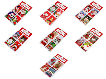 Vánoční papírová visačka/jmenovka na dárky rozevírací 8 ks