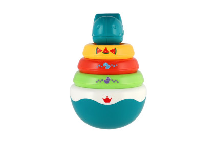 Roly Poly dinosaurus skládanka pyramida s kroužky se zvukem 16 cm