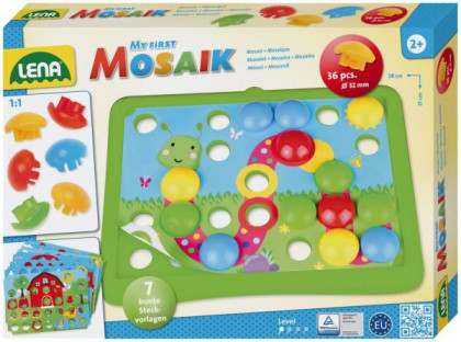 Mozaika klobouček příroda 3,2 cm hladký 36 ks + předlohy 7 ks pro nejmenší