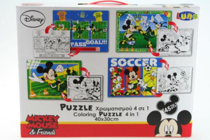 Puzzle Mickey 45 dílků  4 v 1 vybarvovací