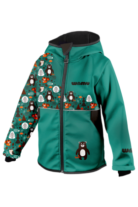 Softshellová bunda dětská Medvědi tyrkysová Wamu