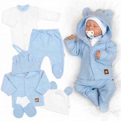 Pletená sada oblečení pro miminko Star 5dílná modrá Baby Nellys