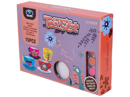 Kreativní sada malování na čajový servis 13 ks se štětcem a barvičkami 