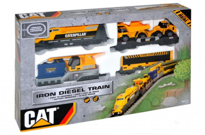 Vlak nákladní CAT plast lokomotiva + 3 vagóny + dráha