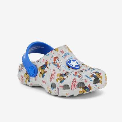 Dětské clogsy nazouváky Tlapková patrola Little Frog šedé s amuletem Coqui