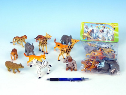 Zvířátka safari/ZOO mláďata plast 6,5-9cm 12ks v sáčku