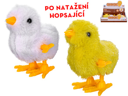 Kuřátko plyšové po natažení skáče, 9 cm, 2 barvy