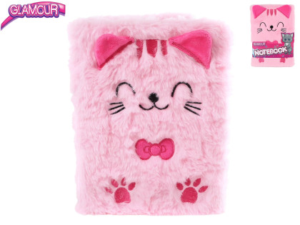Glamour plyšový zápisník kočka 80 stran