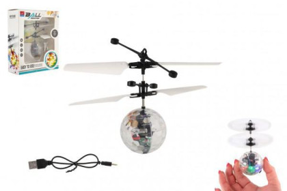 Vrtulníková koule létající svítící reagující na pohyb ruky s USB průhledná