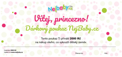 Tištěný dárkový poukaz Nejbaby "Vítej princezno"