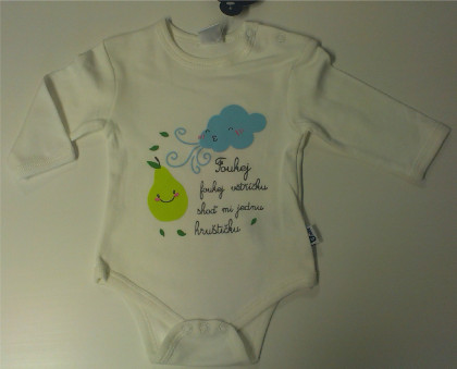 Body dl. rukáv smetanové s nápisem FOUKEJ FOUKEJ VĚTŘÍČKU... vel. 86