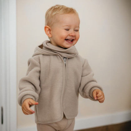 Merino dětská fleecová bunda béžová Eevi