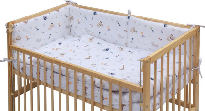 Dětská postýlka přírodní s kompletní výbavou 120 x 60 cm Tura Scarlett