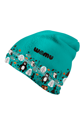 Fleecová čepice dětská Medvědi tyrkysová