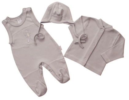 Souprava do porodnice 3 dílná Králíček MKcool Světle šedá