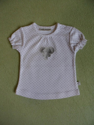 Bavlněné tričko bílé puntík a sloník Babyservice