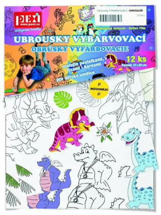 Ubrousky vybarvovací 12 ks dinosauři 30x42x1 cm
