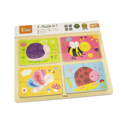 Dřevěné puzzle 4v1 - hmyz