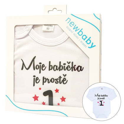 Body s potiskem New Baby Moje babička je prostě jednička - dárkové balení
