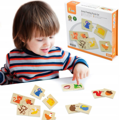 Dřevěné puzzle - krmení zvířátek