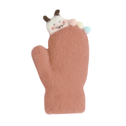 Dětské zimní huňaté palčáky s lamou a bambulkami 2 - 3 roky