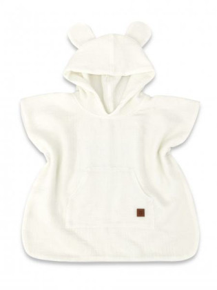 Dětské mušelínové pončo lux s kapucí Teddy rychleschnoucí smetanové