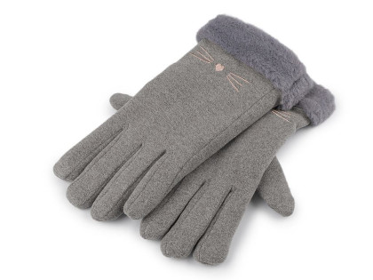 Dívčí rukavice s kožešinou zateplené, dotykové