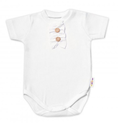 Kojenecké žebrované body s knoflíčky kr. rukáv, Girl - bílé Baby Nellys