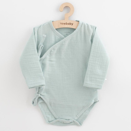Kojenecké mušelínové body s bočním zavazováním New Baby Soft dress mátová