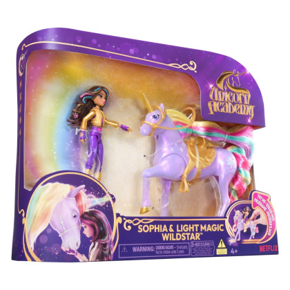 Unicorn academy světelný jednorožec a figurka Sophia & Wildstar 11 cm