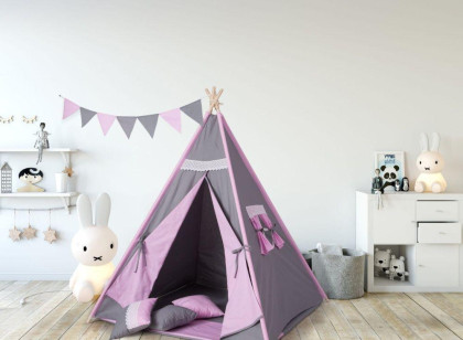 Stan pro děti do pokoje Jasmine šedý / růžový